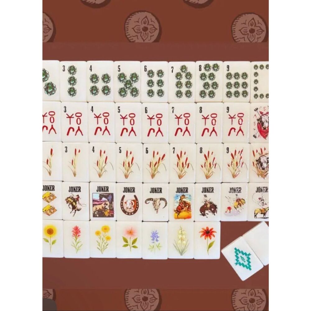Wild Western American Mahjong Set w/ Themed Tiles, Racks, Trays & Carry Bag - Picture 2 of 9